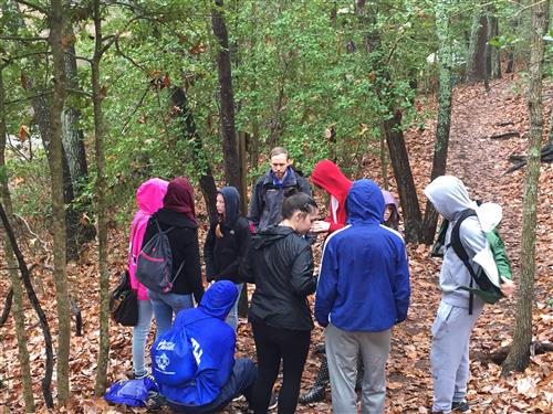 Students in the woods 